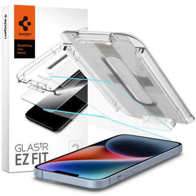 Folie Spigen sticla Glas.tr "EZ FIT" 2-Pack pentru iPhone 13 / 13 PRO / 14 / 16E 6,1" Transparent
