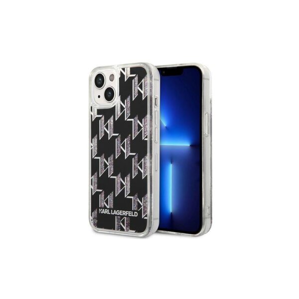 Husă pentru iPhone 14 Pro Max Karl Lagerfeld 6,7" KLHCP14XLMNMK black HC Liquid Glitter Monogram – Negru
