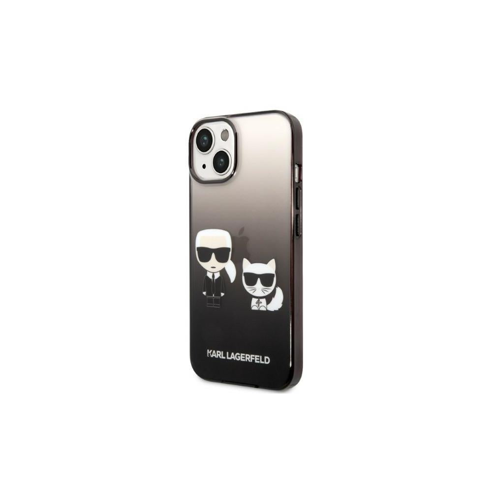 Husă pentru iPhone 14 Plus Karl Lagerfeld 6,7" KLHCP14MTGKCK black HC PC/TPU K&Choupette Centered Grad – Negru