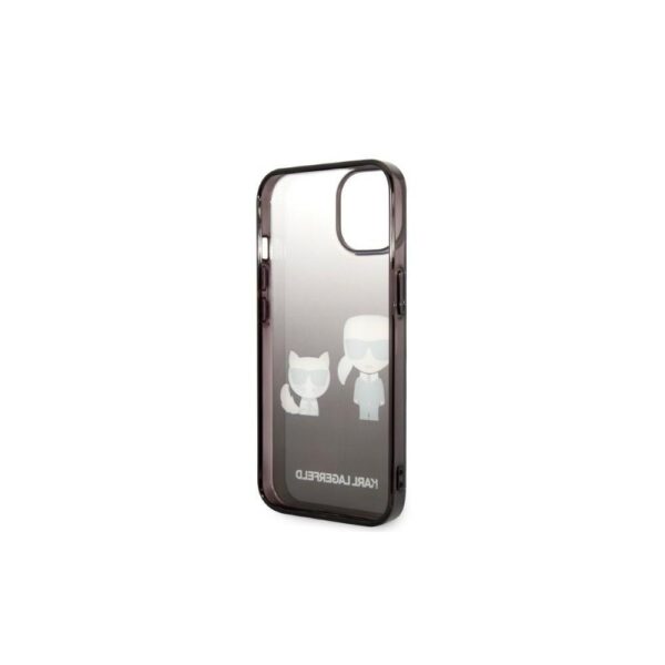Husă pentru iPhone 14 Plus Karl Lagerfeld 6,7" KLHCP14MTGKCK black HC PC/TPU K&Choupette Centered Grad – Negru
