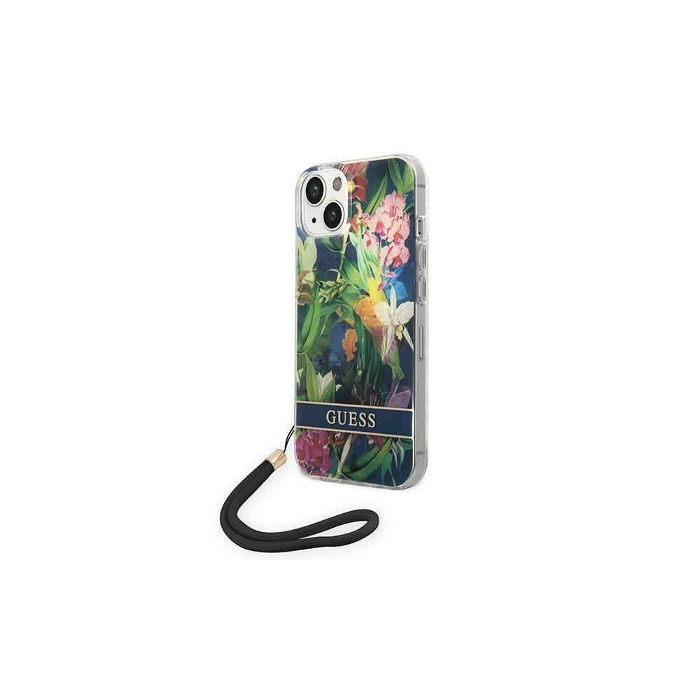 Husa Guess pentru iPhone 14 6,1" Albastru HC PC/TPU Flower Cord