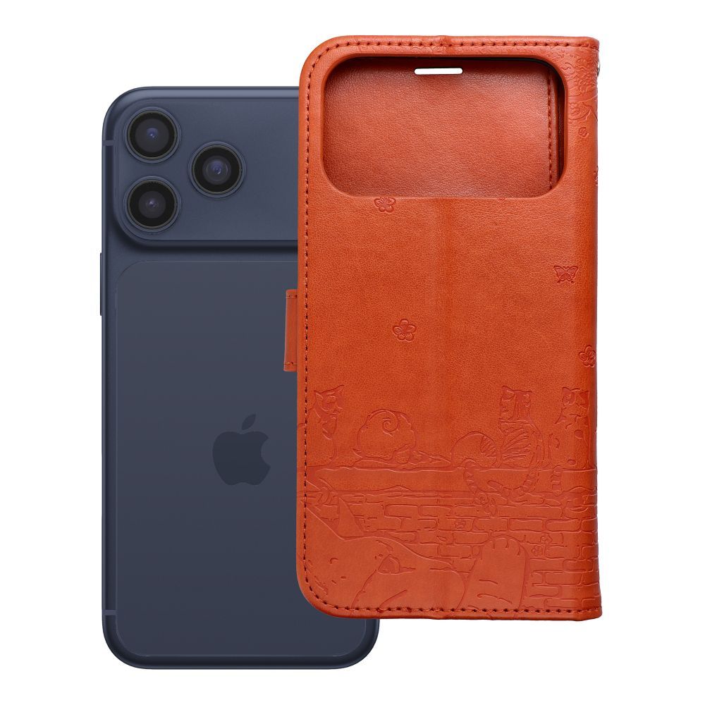 Husa Mezzo Book Flip pentru iPhone 17 PRO MAX / 18 PRO MAX Cats Maro
