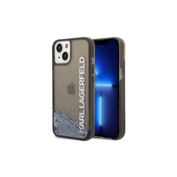 Husă pentru iPhone 14 Pro Karl Lagerfeld 6,1" KLHCP14LLCKVK black hard Magsafe Liq Glitter Elong – Negru