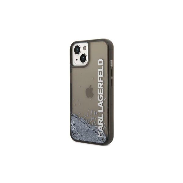 Husă pentru iPhone 14 Pro Karl Lagerfeld 6,1" KLHCP14LLCKVK black hard Magsafe Liq Glitter Elong – Negru