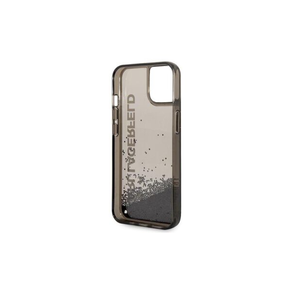 Husă pentru iPhone 14 Pro Karl Lagerfeld 6,1" KLHCP14LLCKVK black hard Magsafe Liq Glitter Elong – Negru