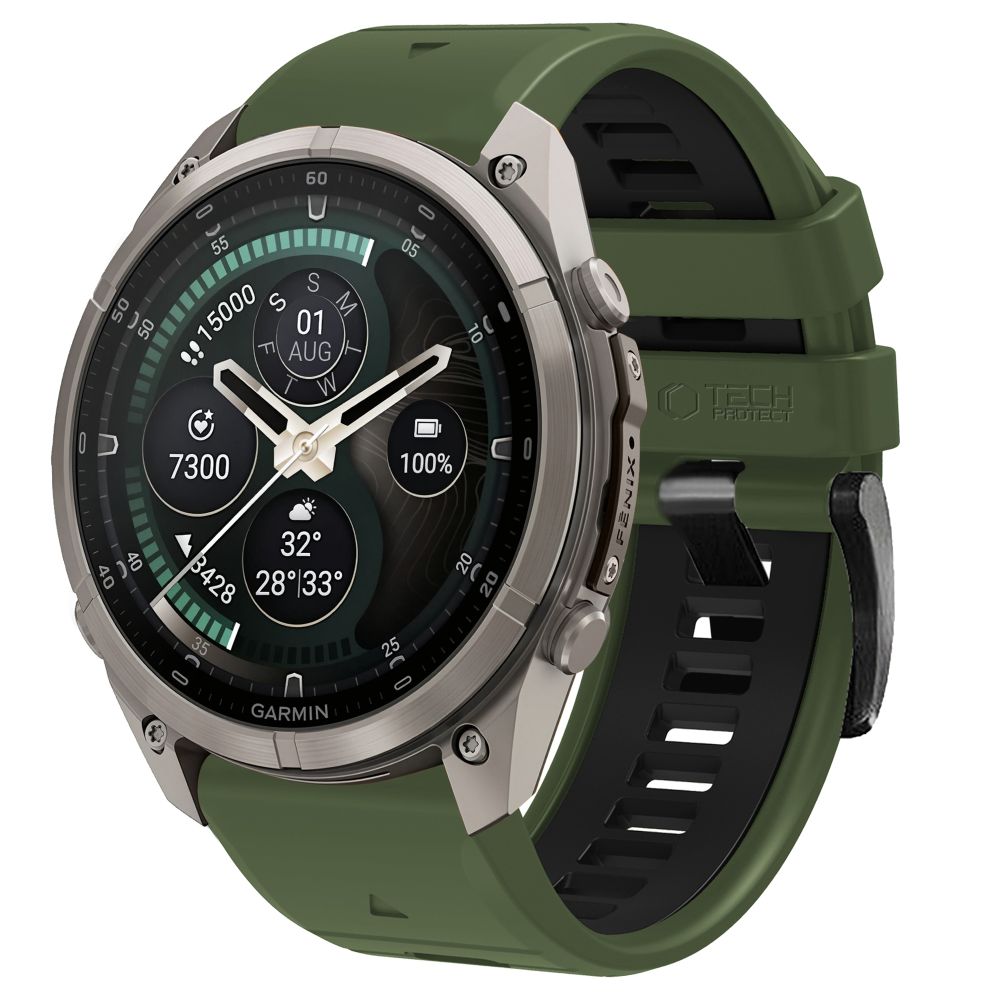 Curea Tech-protect Iconband Pro Garmin Fenix 5X / 5X Plus / 6X / 6X Pro / 7X / 8 / 8 Pro / 9 / 9 Pro (47 Mm) Verde/Negru