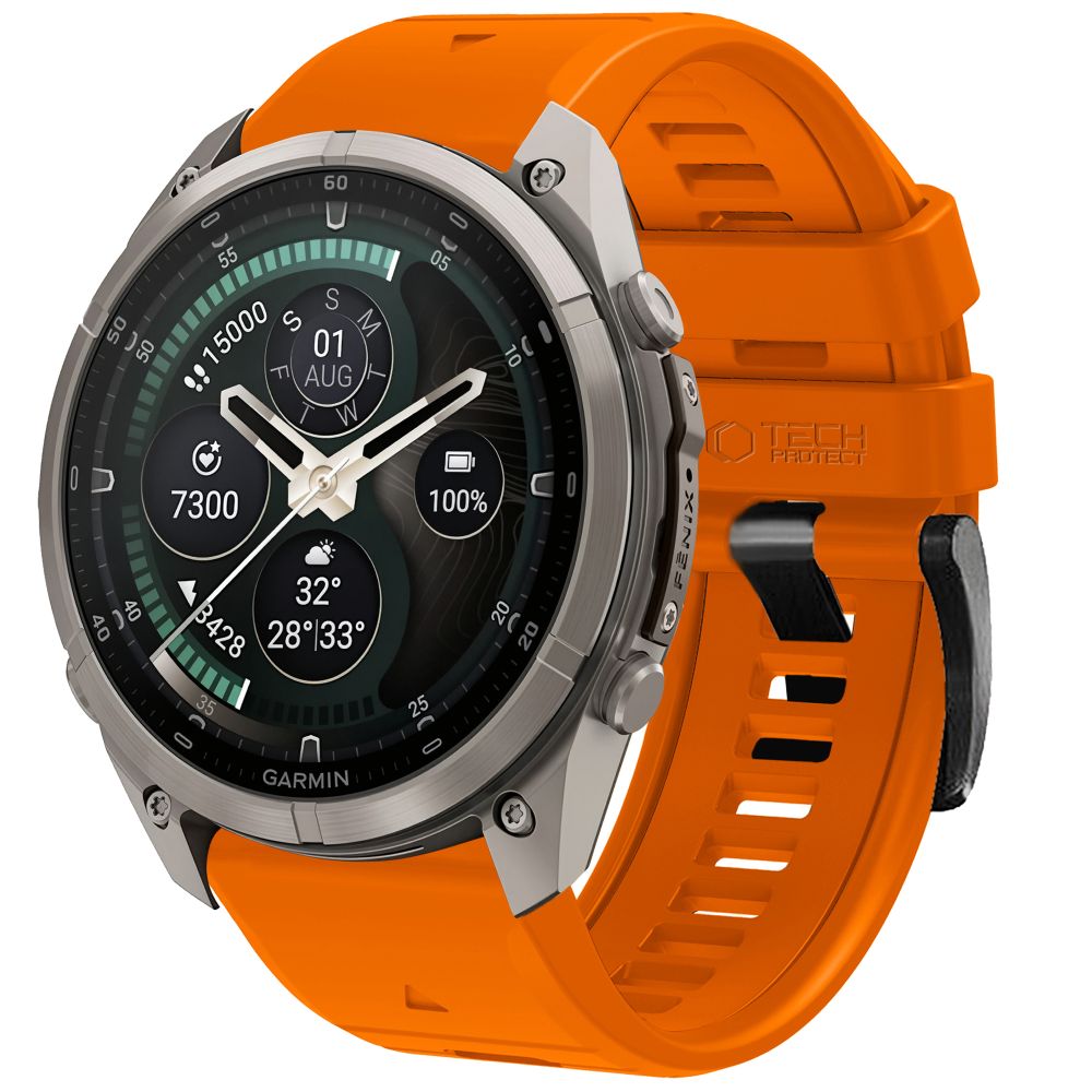 Husa Tech-protect Silicone Garmin Fenix 5 / 6 / 6 Pro / 7 / 8 / 8 Pro / E / 9 / 9 Pro (47 Mm) Signal Portocaliu