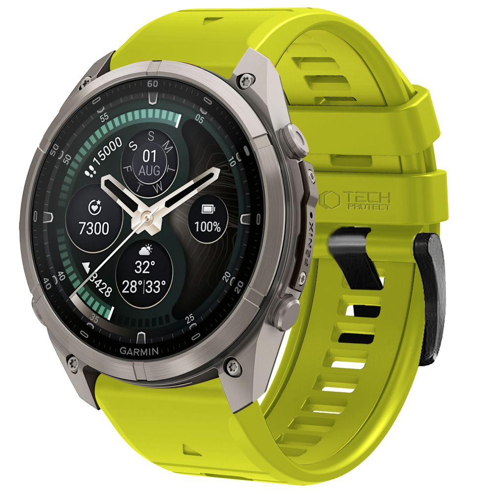 Husa Tech-protect Silicone Garmin Fenix 5 / 6 / 6 Pro / 7 / 8 / 8 Pro / E / 9 / 9 Pro (47 Mm) Volt Lime