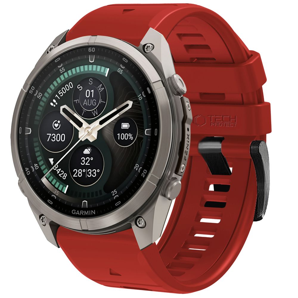 Husa Tech-protect Silicone Garmin Fenix 5 / 6 / 6 Pro / 7 / 8 / 8 Pro / E / 9 / 9 Pro (47 Mm) Crimson Rosu