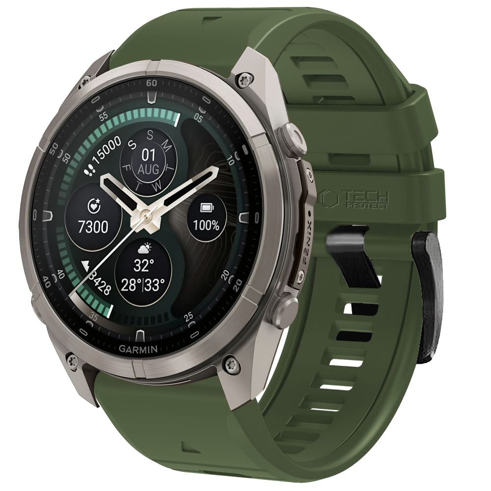 Husa Tech-protect Silicone Garmin Fenix 5 / 6 / 6 Pro / 7 / 8 / 8 Pro / E / 9 / 9 Pro (47 Mm) Military Verde