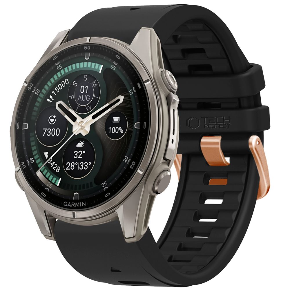 Husa Tech-protect Silicone Garmin Fenix 5S / 5S Plus / 6S / 6S Pro / 7S / 8 / 9 / 9 Pro (43 Mm) Negru