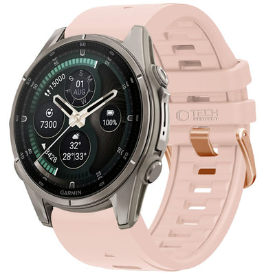 Husa Tech-protect Silicone Garmin Fenix 5S / 5S Plus / 6S / 6S Pro / 7S / 8 / 9 / 9 Pro (43 Mm) Powder Roz