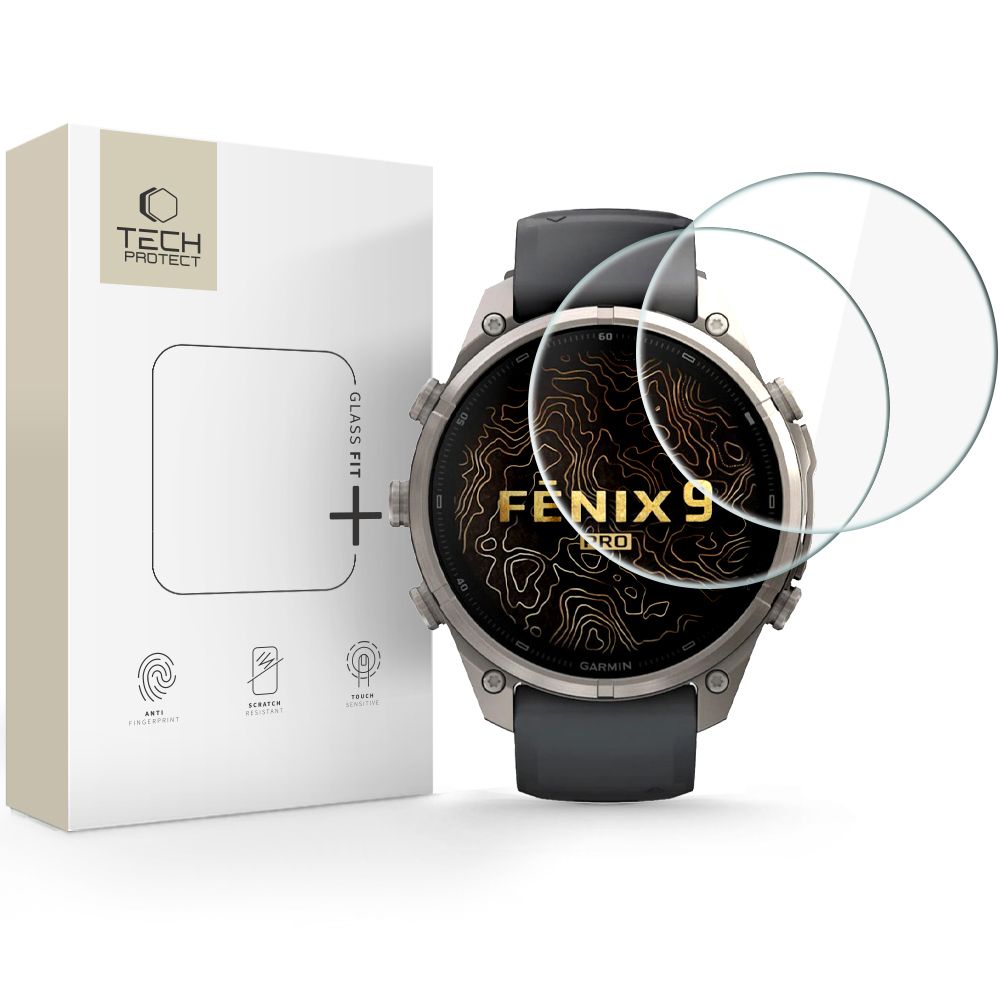 Folie sticla Tech-protect Fit+ 2-pack Garmin Fenix 9 Pro (47 Mm) Transparent