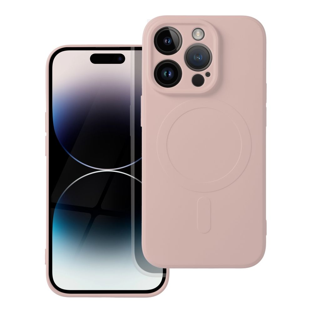 Husa Silicone Mag pentru iPhone 14 PRO Compatible cu Magsafe (Camera Protection) Roz
