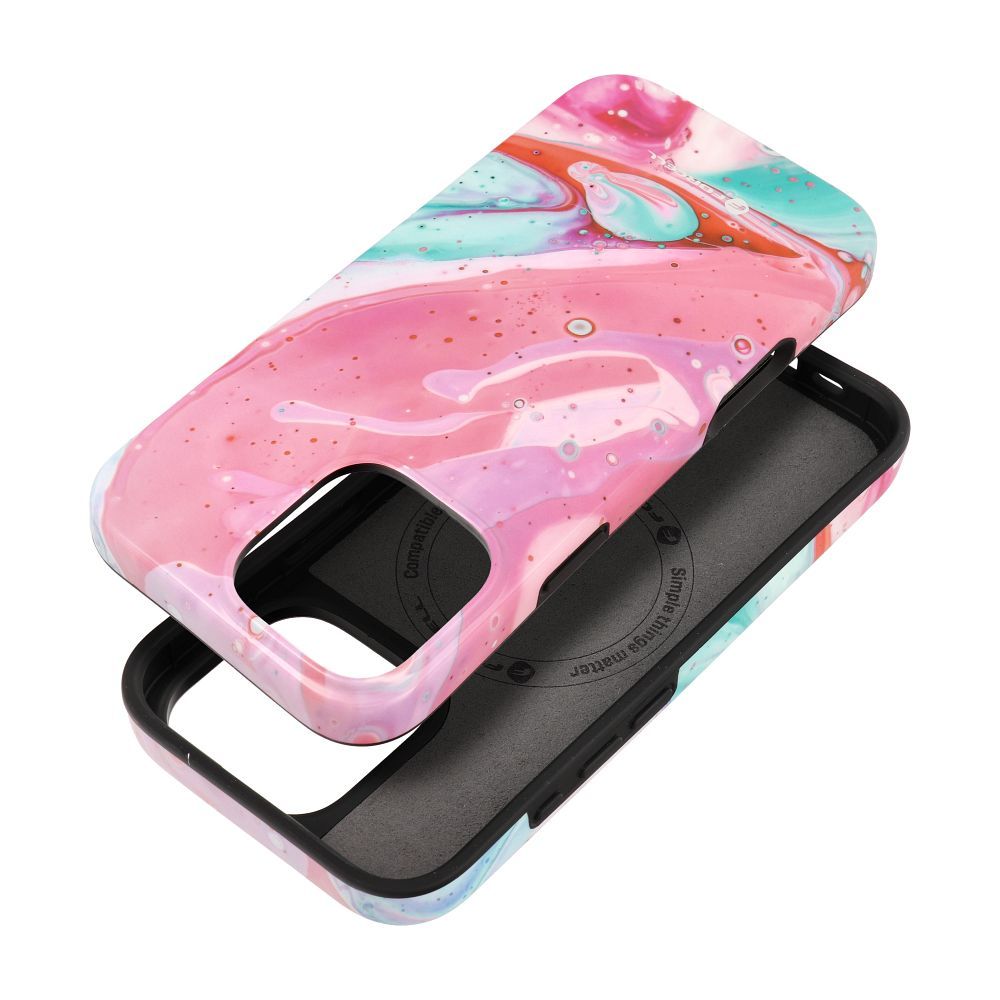 Husa Forcell pentru iPhone 16 PRO MAX F-protect Mirage Compatible cu Magsafe Military Drop-test Roz Marble