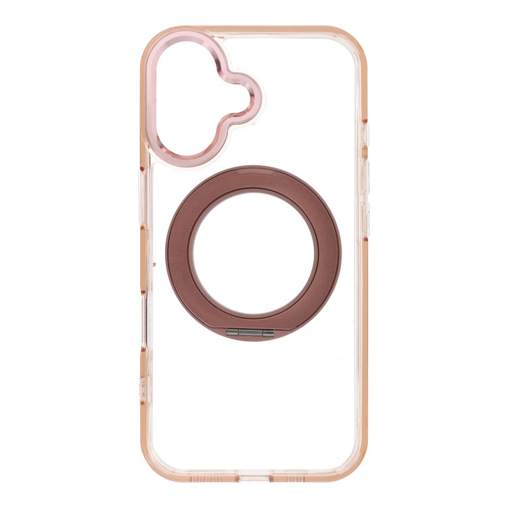 Husa pentru iPhone 16 Frame Circle Stand Compatible cu Magsafe Auriu