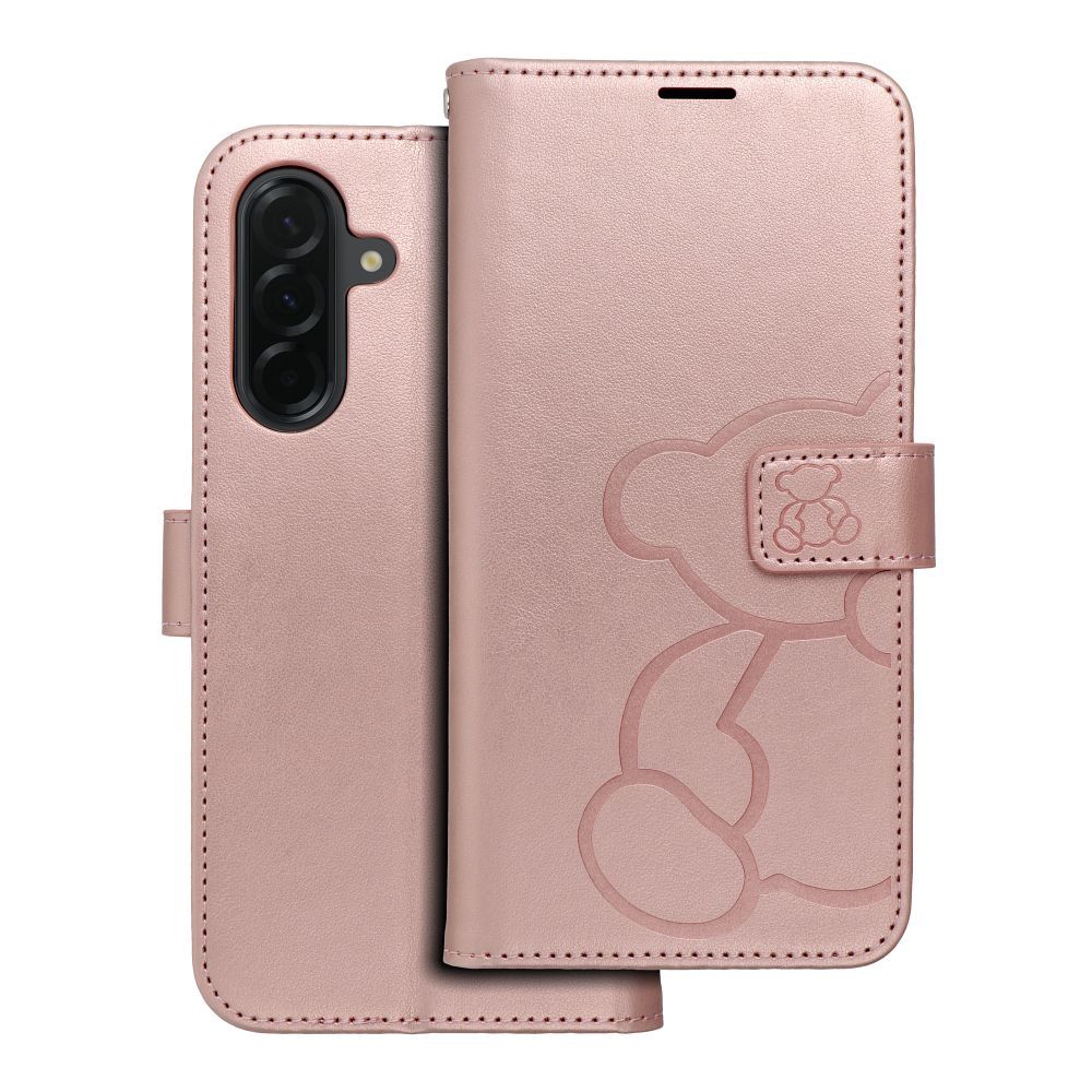 Husa Mezzo Book Flip pentru Samsung A36 5G Teddy Bear Roz auriu