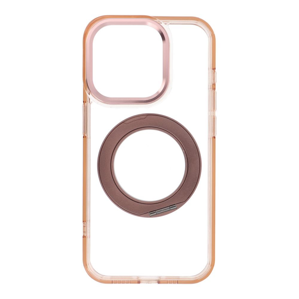 Husa pentru iPhone 15 Pro Frame Circle Stand Compatible cu Magsafe Auriu