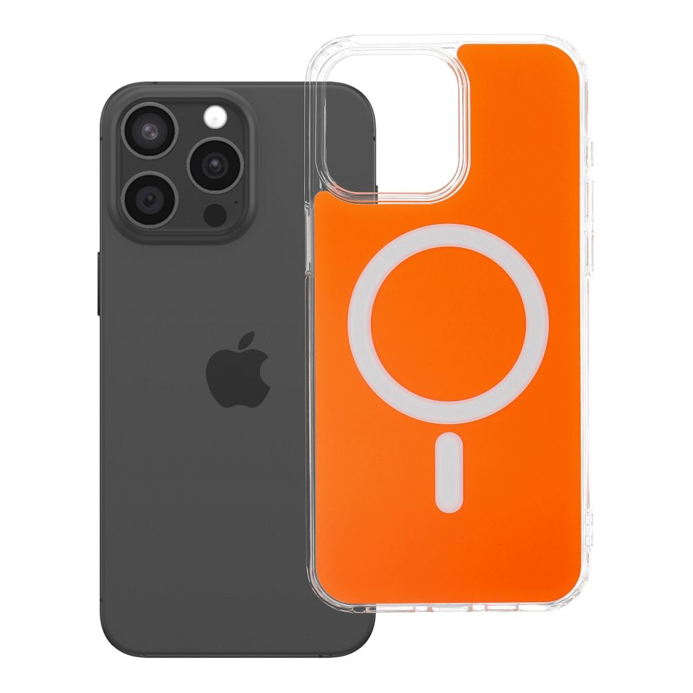 Husa Transparent Fusion Mag pentru iPhone 15 PRO MAX Compatible cu Magsafe Hermes Portocaliu