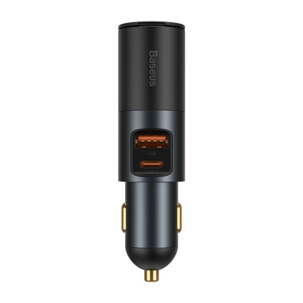 Încărcător auto Baseus Share Together PD 120W 1x USB 1x USB‑C gri cu priză de brichetă