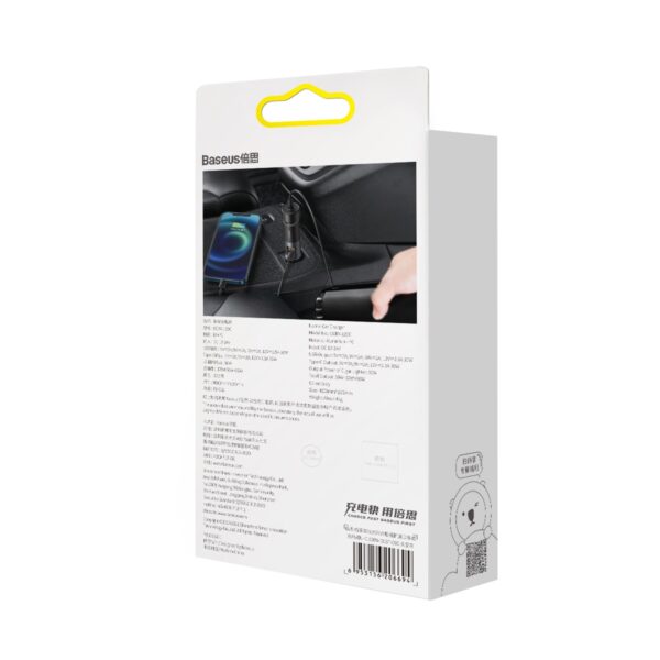 Încărcător auto Baseus Share Together PD 120W 1x USB 1x USB‑C gri cu priză de brichetă