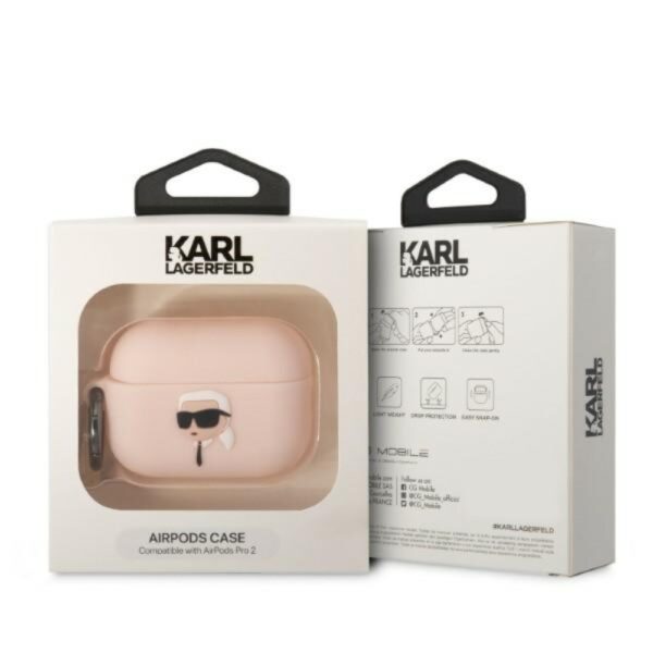 Husă pentru Karl Lagerfeld Airpods Pro 2 KLAP2RUNIKP white 3D Silicone NFT Karl – Alb