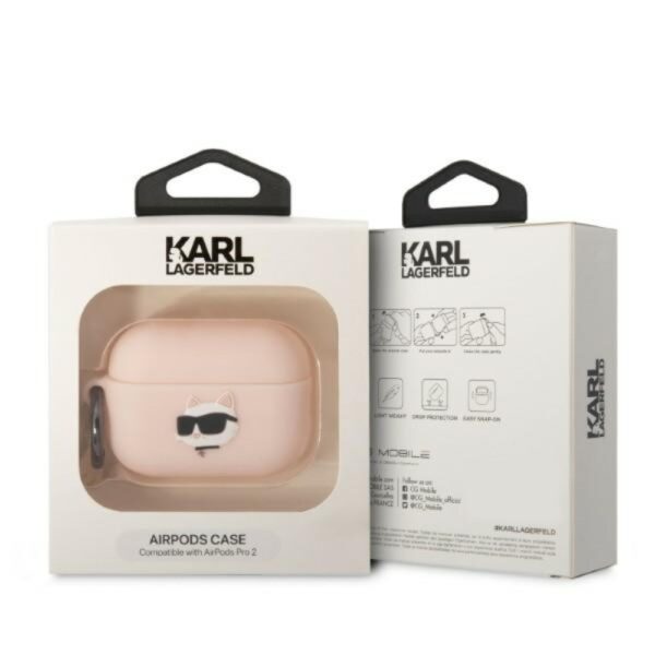 Husă pentru Karl Lagerfeld Airpods Pro 2 KLAP2RUNCHP pink 3D Silicone NFT Karl – Roz