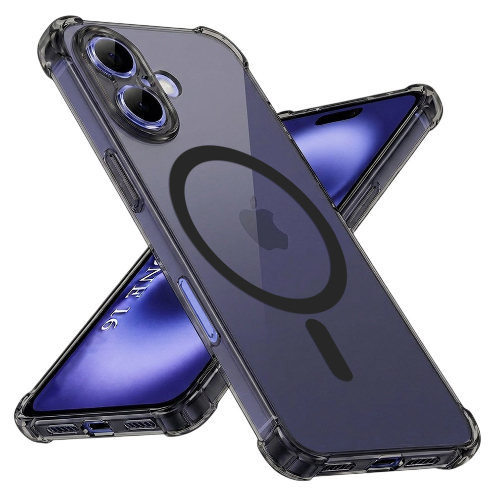 Techsuit - Shockproof Clear Silicone MagSafe - iPhone 16 - Smoke Black