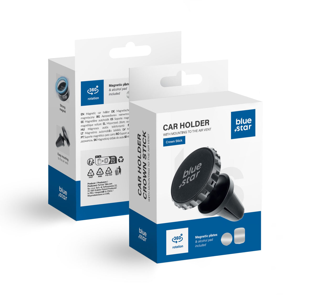Suport Albastru Star Magnetic Car Phone Crown grila de ventilatie Negru