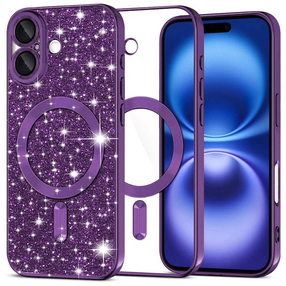 Techsuit - Luxury Glitter MagSafe - iPhone 16 - Deep Purple
