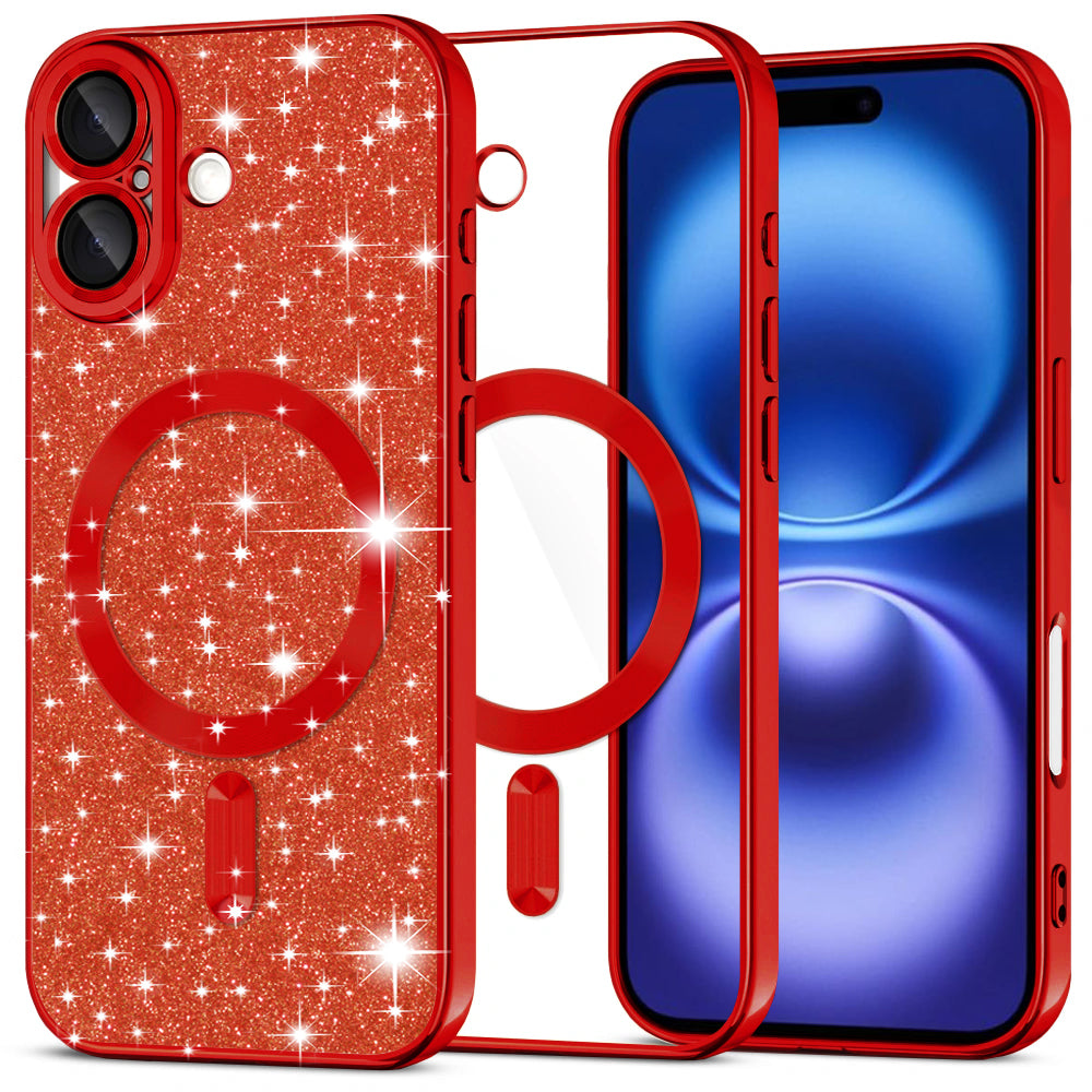 Techsuit - Luxury Glitter MagSafe - iPhone 16 - Red