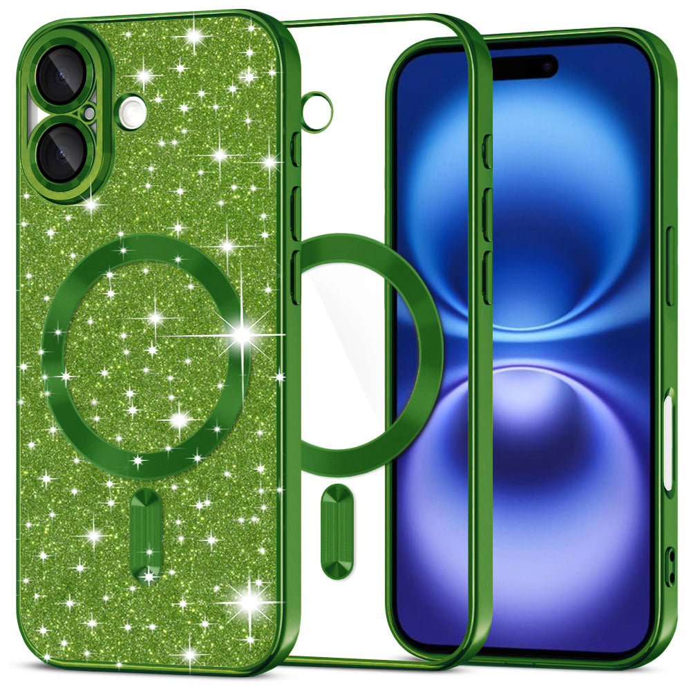 Techsuit - Luxury Glitter MagSafe - iPhone 16 - Deep Green