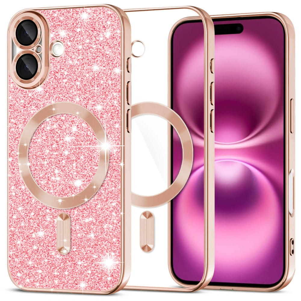 Techsuit - Luxury Glitter MagSafe - iPhone 16 Plus - Rose Gold