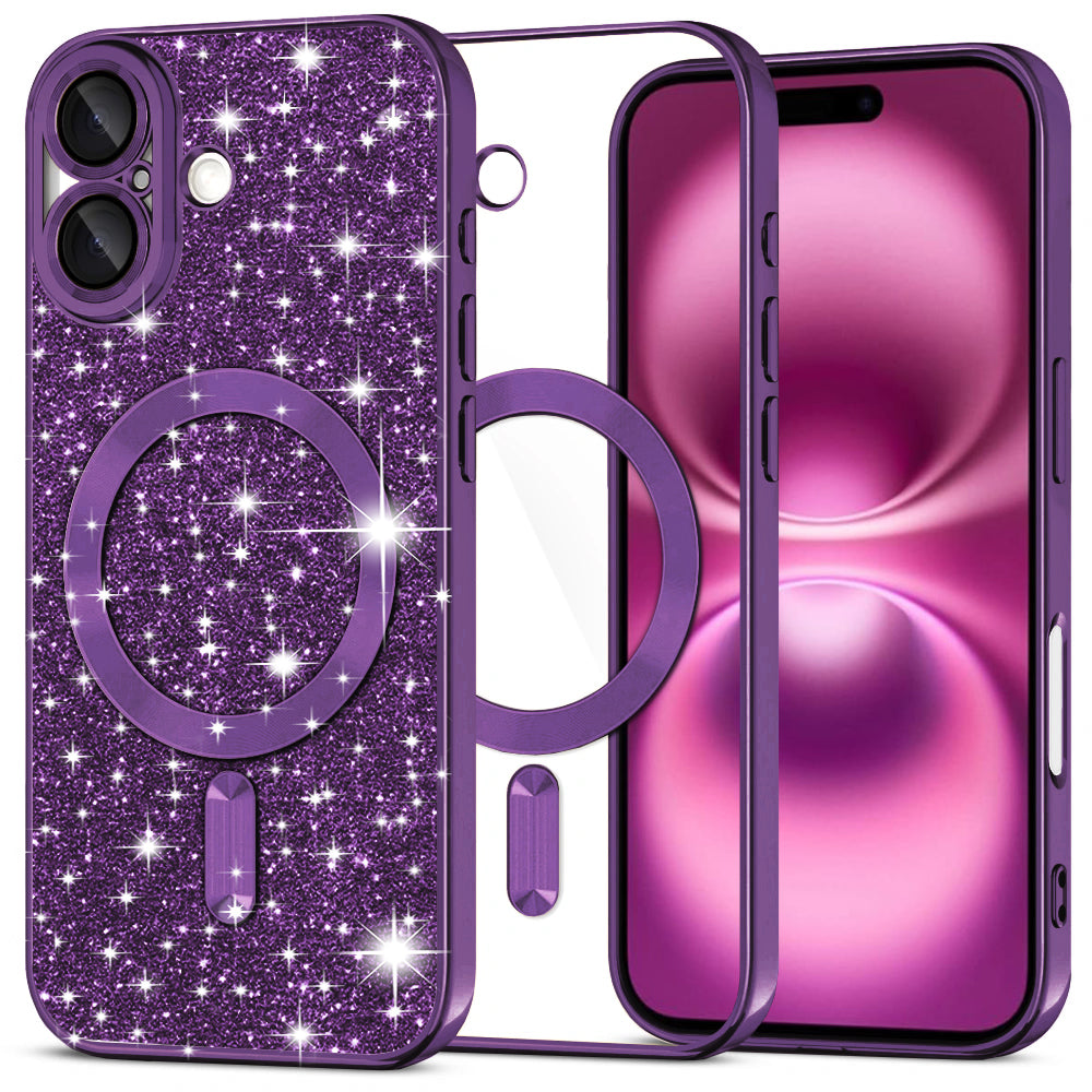 Techsuit - Luxury Glitter MagSafe - iPhone 16 Plus - Deep Purple