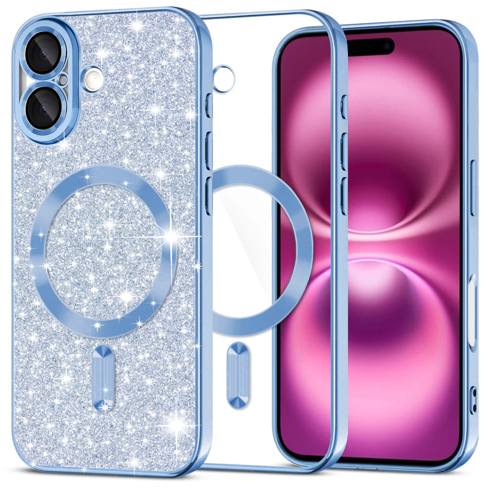 Techsuit - Luxury Glitter MagSafe - iPhone 16 Plus - Light Blue