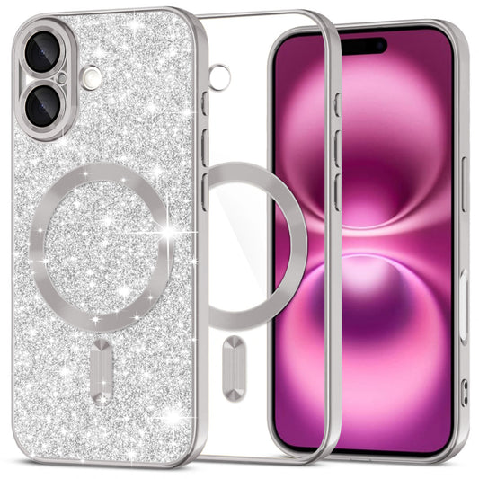 Techsuit - Luxury Glitter MagSafe - iPhone 16 Plus - Silver