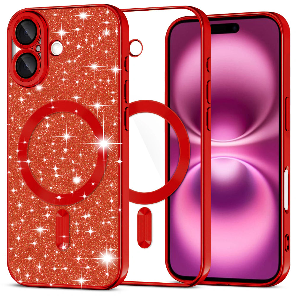 Techsuit - Luxury Glitter MagSafe - iPhone 16 Plus - Red