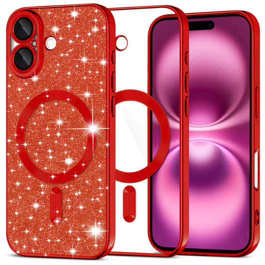 Techsuit - Luxury Glitter MagSafe - iPhone 16 Plus - Red
