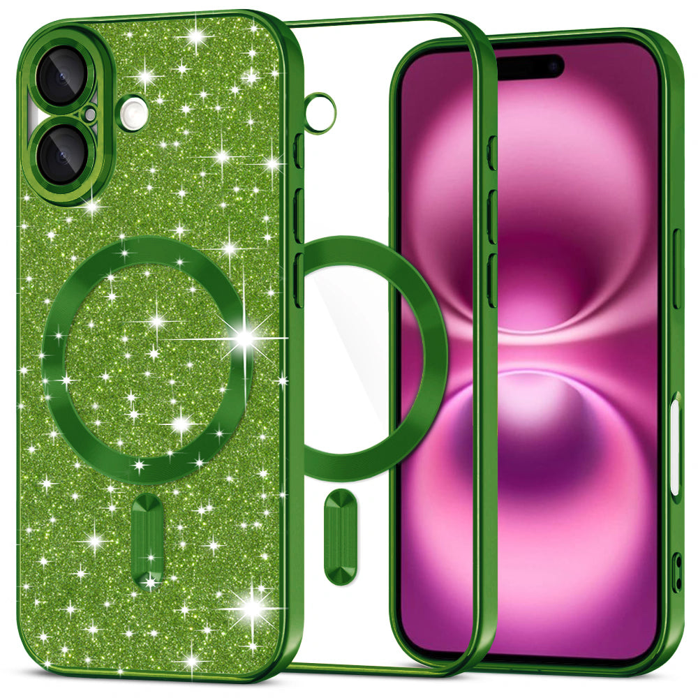 Techsuit - Luxury Glitter MagSafe - iPhone 16 Plus - Deep Green