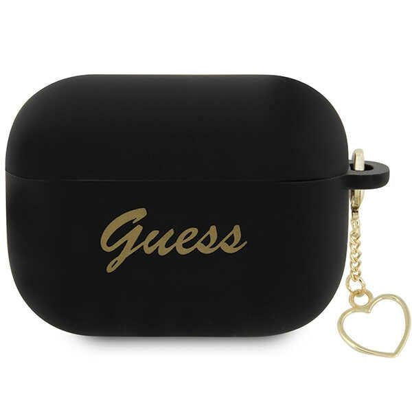Husa Guess pentru AirPods Pro 2 Negru Silicone Heart Charm