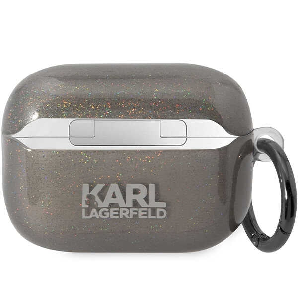 Husă pentru Karl Lagerfeld AirPods Pro 2 KLAP2HNKCTGK black TPU Glitter NFT Karl&Choupette – Negru
