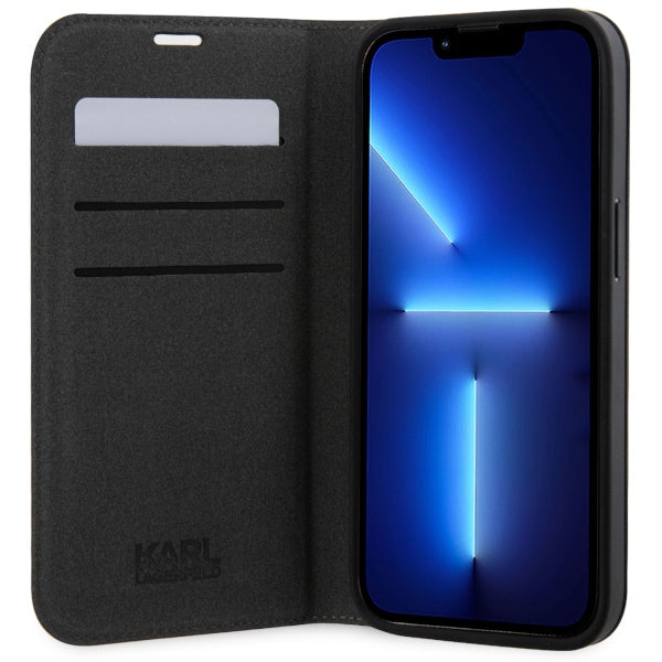 Husă pentru iPhone 14 Karl Lagerfeld 6,1" KLBKP14SSAKLHPG silver BT Saffiano Mono – Argintiu