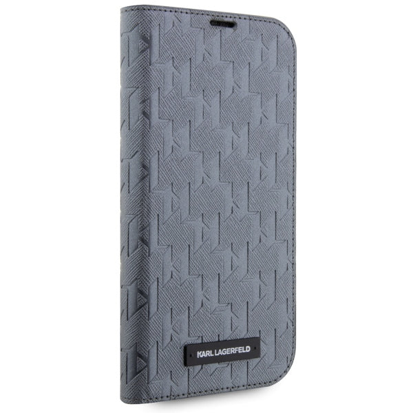 Husă pentru iPhone 14 Karl Lagerfeld 6,1" KLBKP14SSAKLHPG silver BT Saffiano Mono – Argintiu