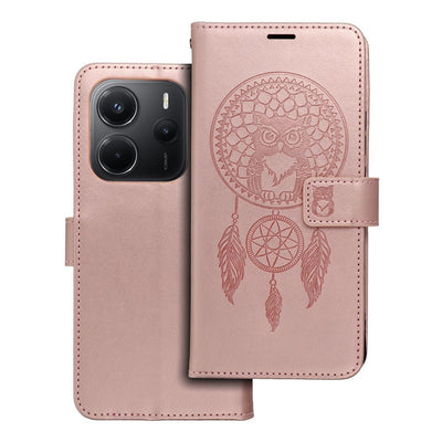 Husa Mezzo Book Flip pentru Xiaomi Redmi Note 14 5G Dreamcatcher Roz auriu
