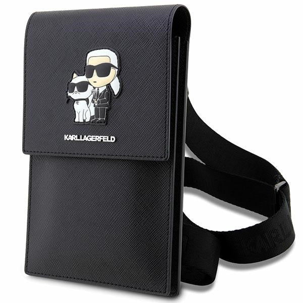 Husă pentru Karl Lagerfeld handbag phone KLWBSAKCPMK black hard Phone Pounch Universal Saffiano K&C NFT – Negru