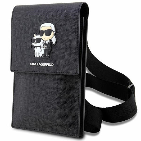 Husă pentru Karl Lagerfeld handbag phone KLWBSAKCPMK black hard Phone Pounch Universal Saffiano K&C NFT – Negru
