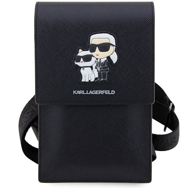Husă pentru Karl Lagerfeld handbag phone KLWBSAKCPMK black hard Phone Pounch Universal Saffiano K&C NFT – Negru