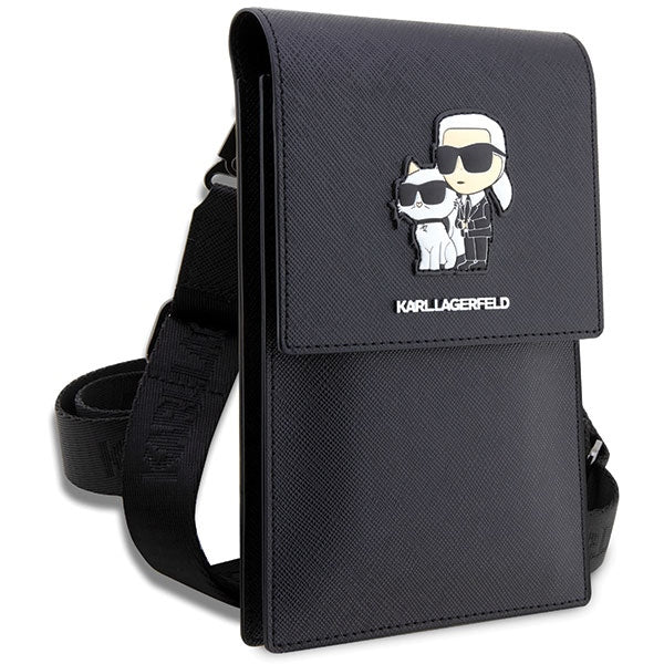 Husă pentru Karl Lagerfeld handbag phone KLWBSAKCPMK black hard Phone Pounch Universal Saffiano K&C NFT – Negru