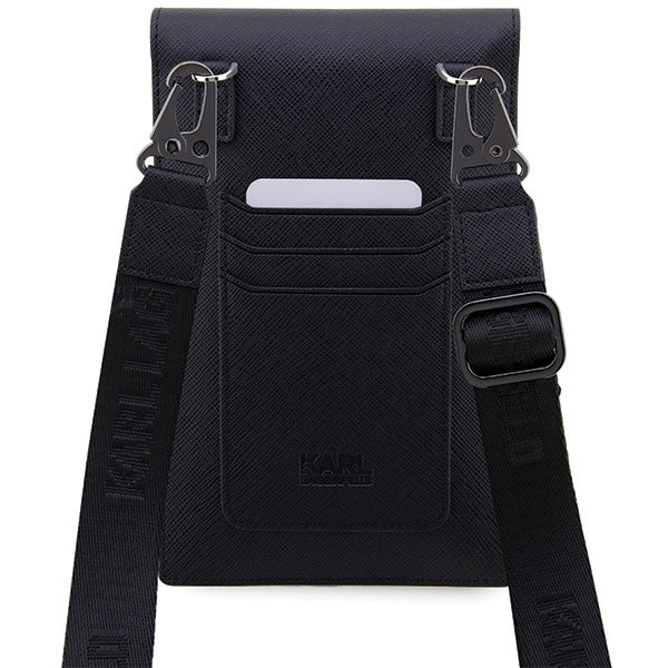 Husă pentru Karl Lagerfeld handbag phone KLWBSAKCPMK black hard Phone Pounch Universal Saffiano K&C NFT – Negru