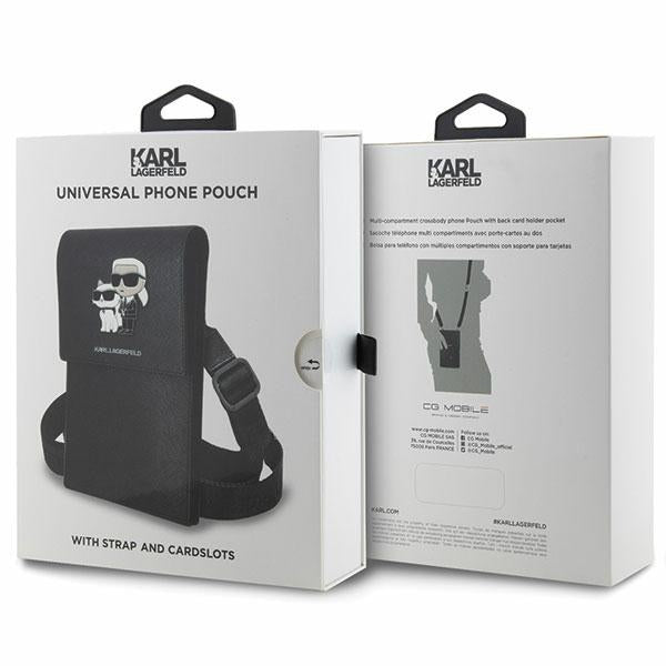 Husă pentru Karl Lagerfeld handbag phone KLWBSAKCPMK black hard Phone Pounch Universal Saffiano K&C NFT – Negru